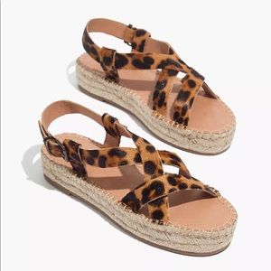 NWT - Madewell The Malia Espadrille Sandal in Leopard Calf Hair